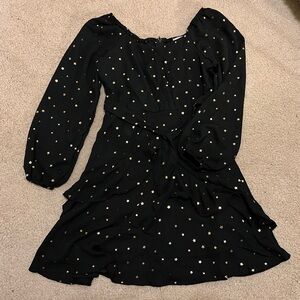 Franki by Francesca's Black and Gold Star Dress
